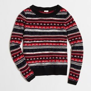 J. Crew Black & Red Fair Isle Sweater M